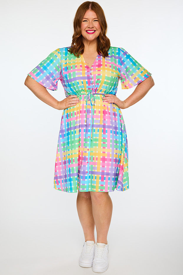 Siena Rainbow Weave Dress – Rainbow Weave knee length dress