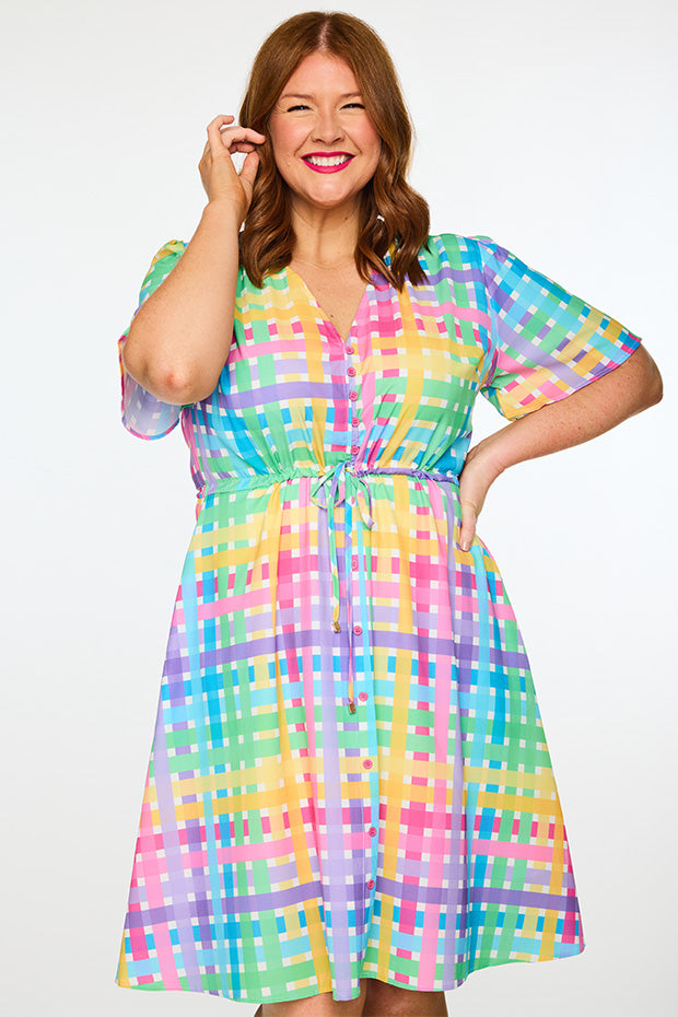 Siena Rainbow Weave Dress – Rainbow Weave knee length dress