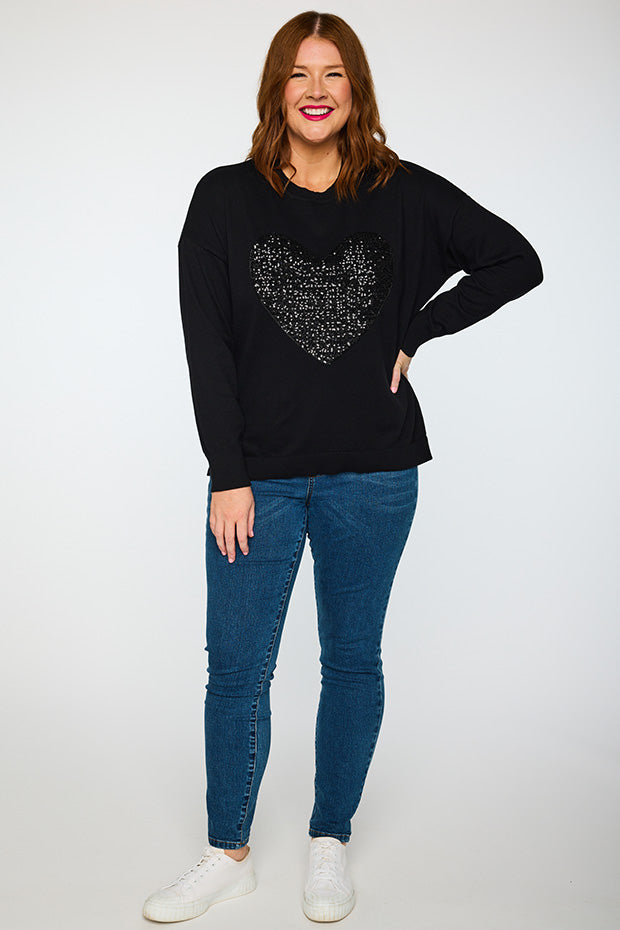 Sparkle Heart Black Knit – Heart Black knit jumper