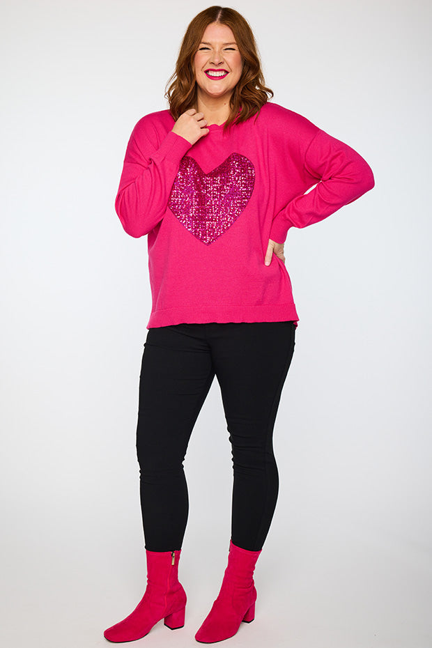 Sparkle Heart Pink Knit – Heart Pink knit jumper