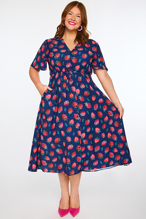 Marley Strawberry Patch Dress โ Strawberry Patch midi dress