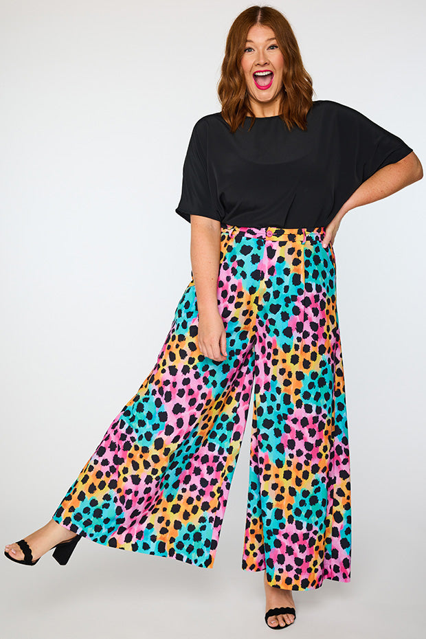 Zoey Trio Cheetah Pant – Trio Cheetah wide leg pants