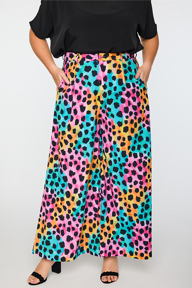 Zoey Trio Cheetah Pant – Trio Cheetah wide leg pants