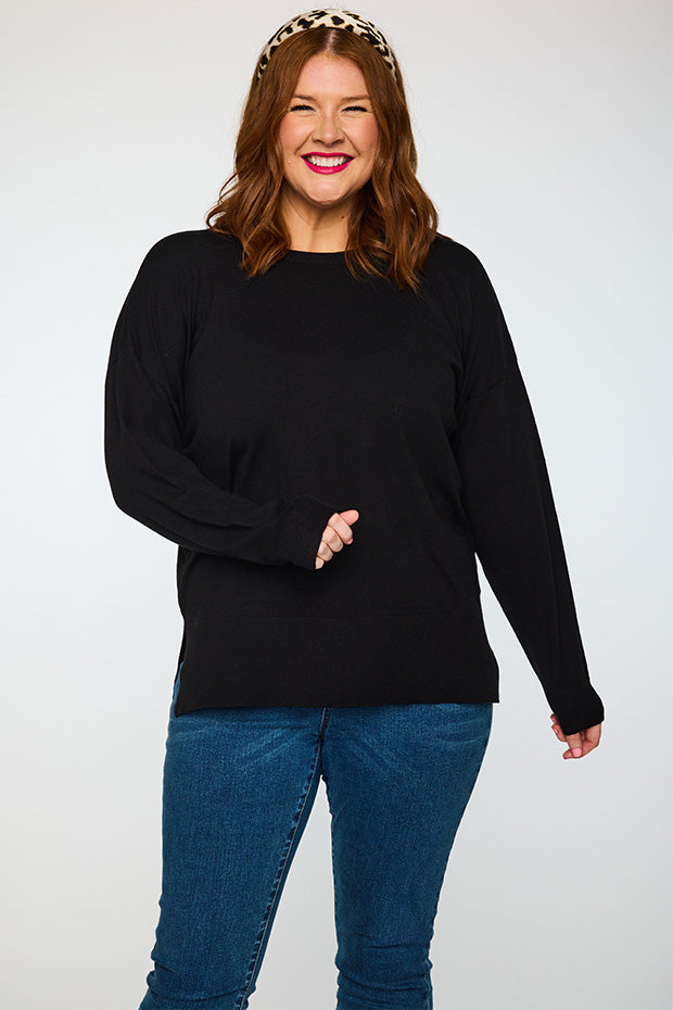 Tully Black Crew Knit – Black knit jumper