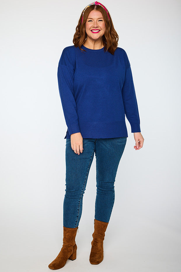 Tully Deep Cobalt Crew Knit – Deep Cobalt knit jumper