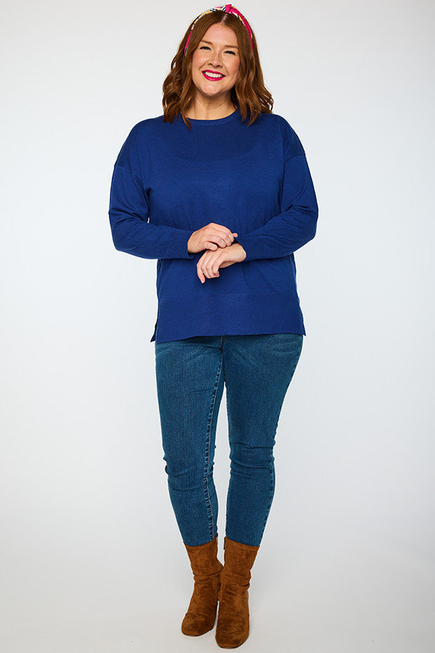 Tully Deep Cobalt Crew Knit â Deep Cobalt knit jumper
