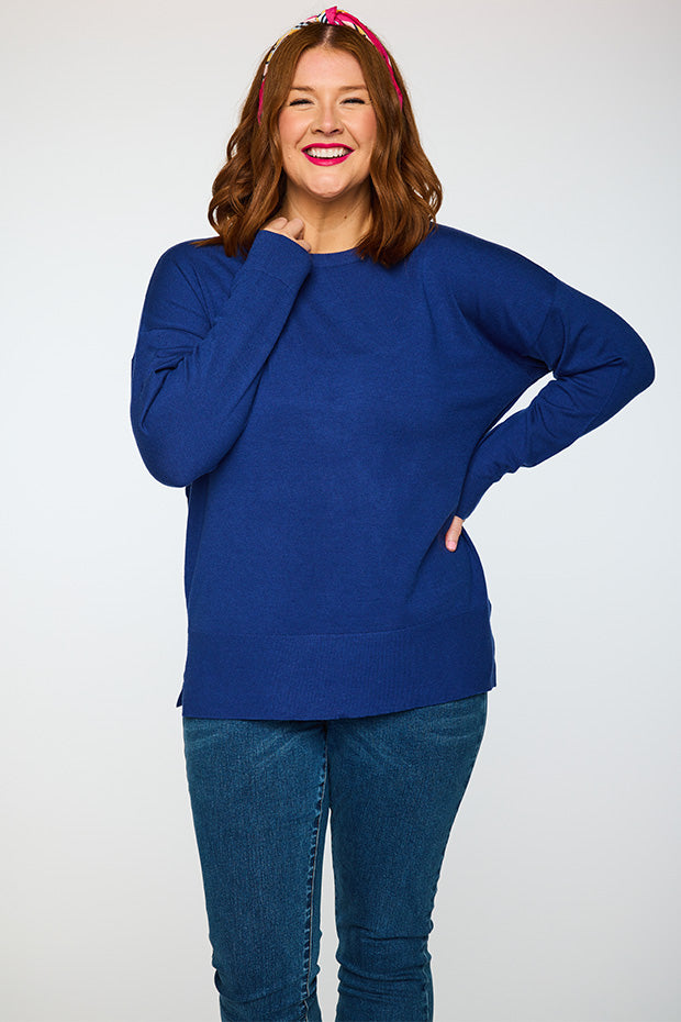 Tully Deep Cobalt Crew Knit – Deep Cobalt knit jumper