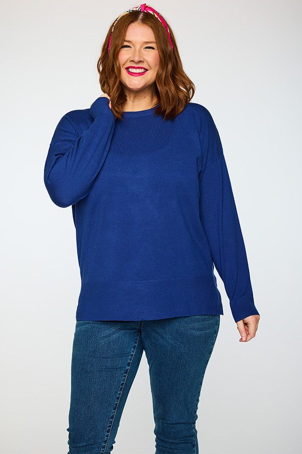 Tully Deep Cobalt Crew Knit â Deep Cobalt knit jumper