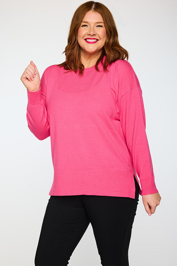Tully Pink Crew Knit – Pink knit jumper
