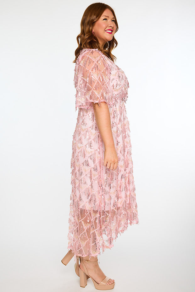 Wonderful Pink Party Dress – Pink Party midi dress