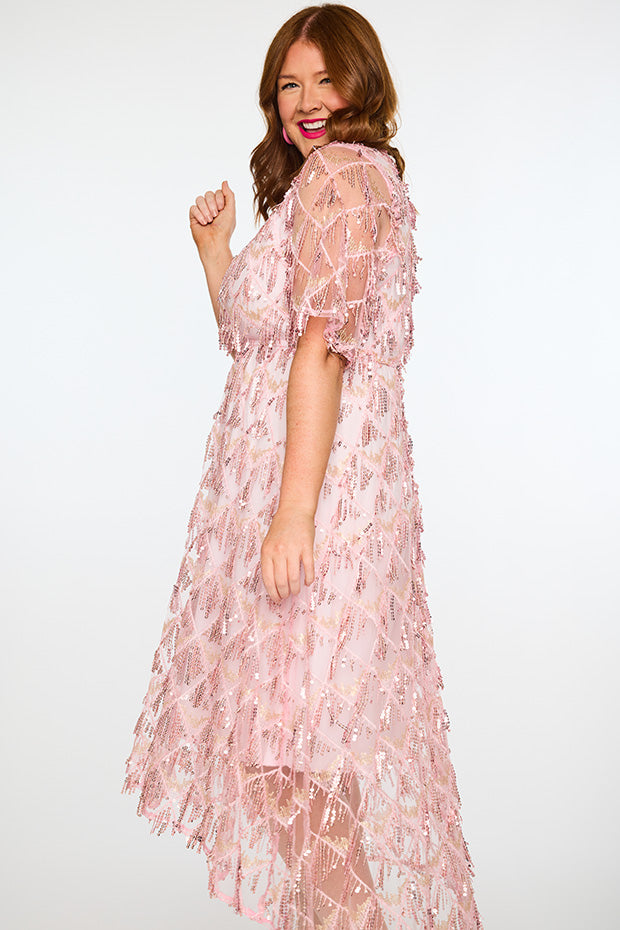 Wonderful Pink Party Dress – Pink Party midi dress