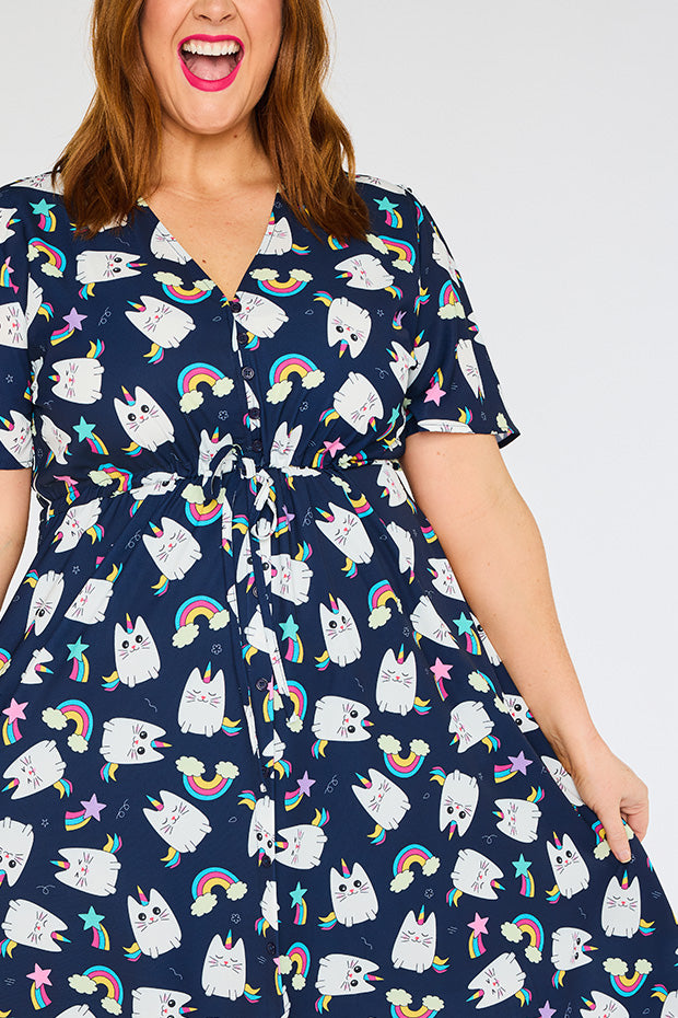 Marley Caticorns Navy Dress โ Caticorns Navy midi dress