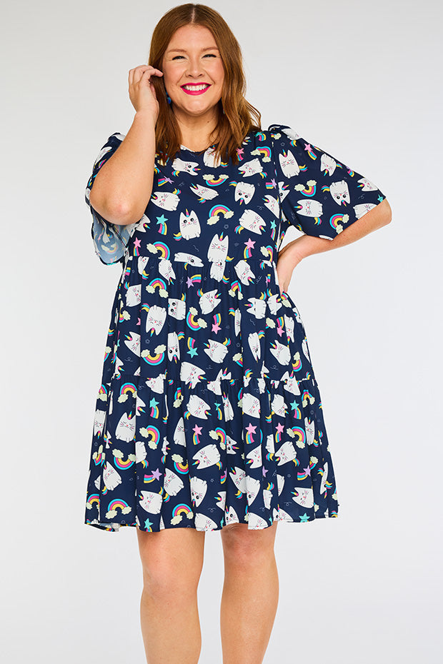 Jackson Caticorns Navy Dress โ Caticorns Navy mini dress
