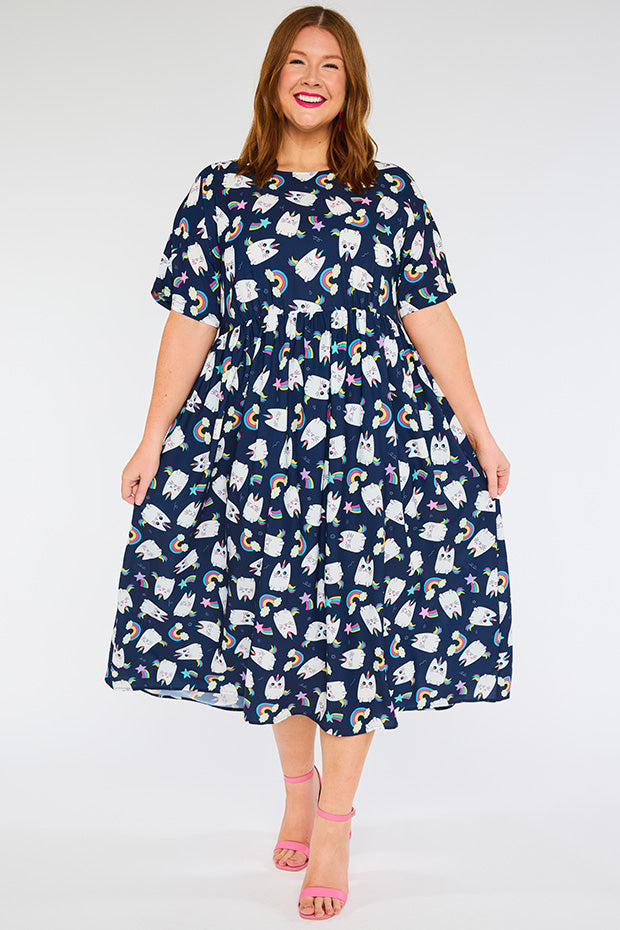 Superstar Caticorns Navy Dress – Caticorns Navy midi dress