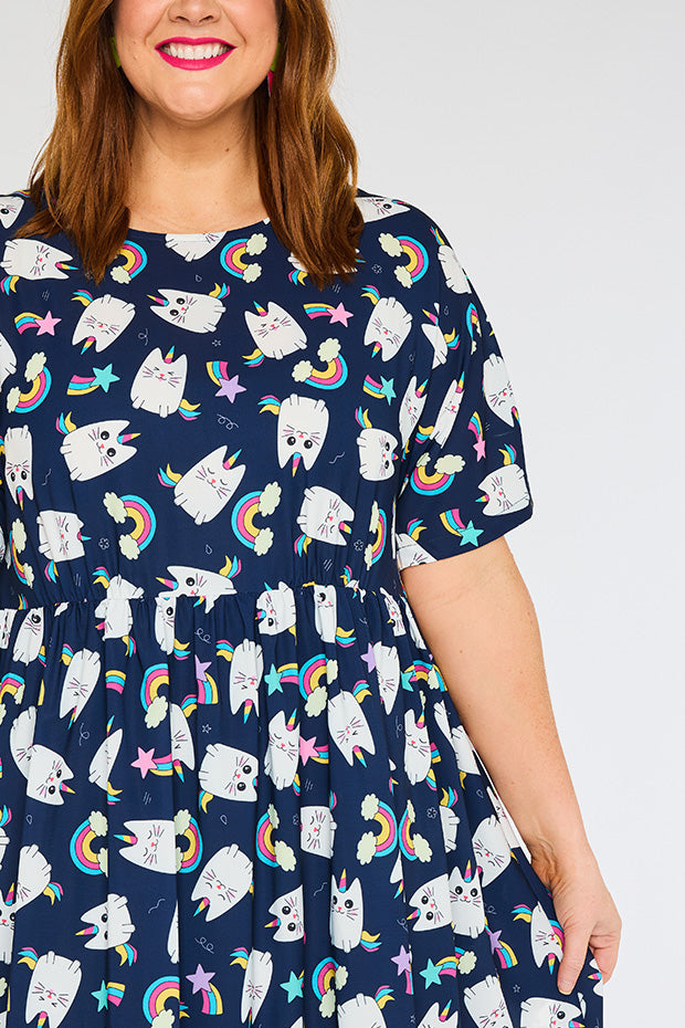 Superstar Caticorns Navy Dress – Caticorns Navy midi dress