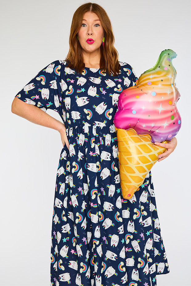 Superstar Caticorns Navy Dress – Caticorns Navy midi dress