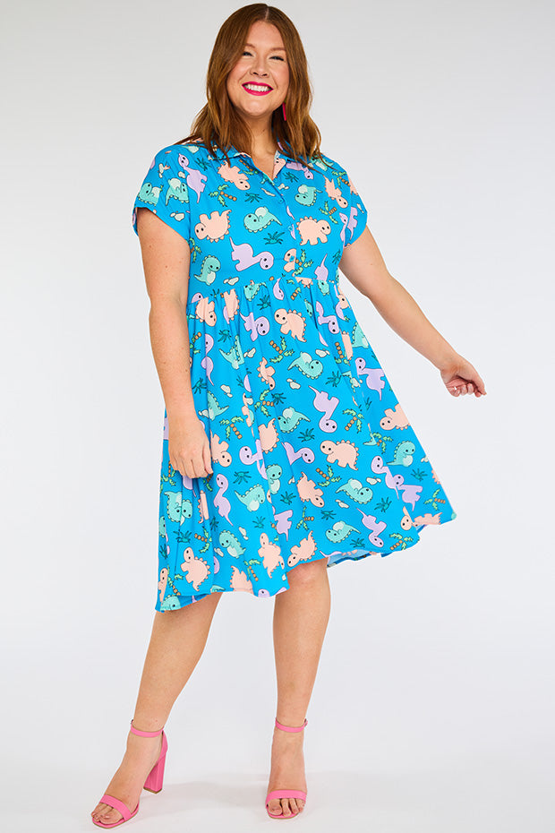 Frankie Dino Print Dress – Dino Print shirt dress