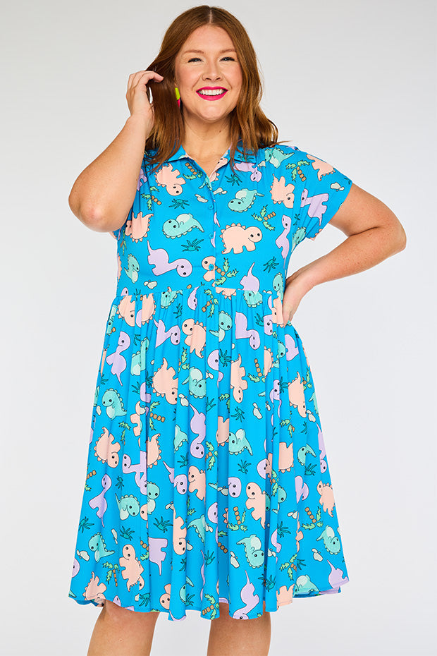 Frankie Dino Print Dress – Dino Print shirt dress