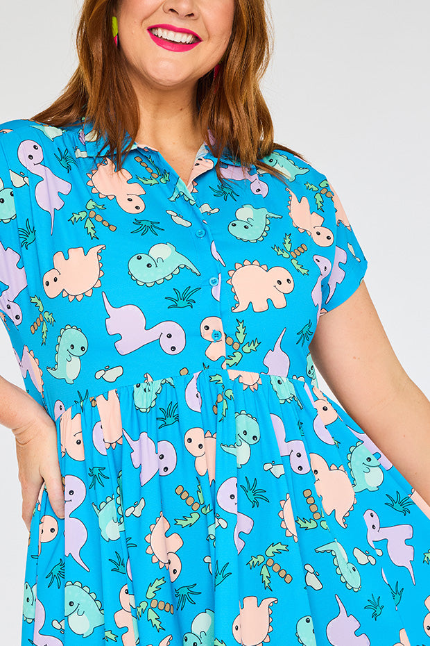 Frankie Dino Print Dress – Dino Print shirt dress