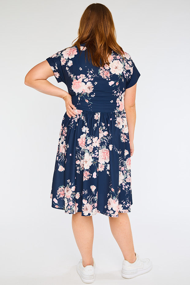 Frankie Navy Floral Dress – Navy Floral shirt dress