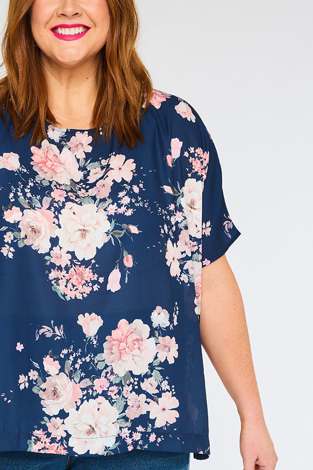 Serena Navy Floral Top โ Navy Floral top