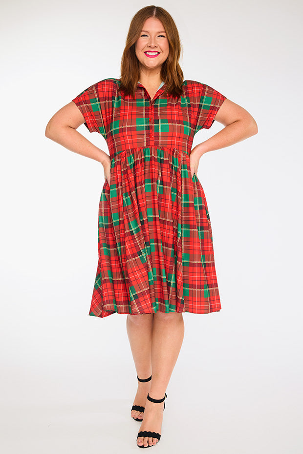 Frankie Tartan Christmas Dress โ Tartan Christmas shirt dress