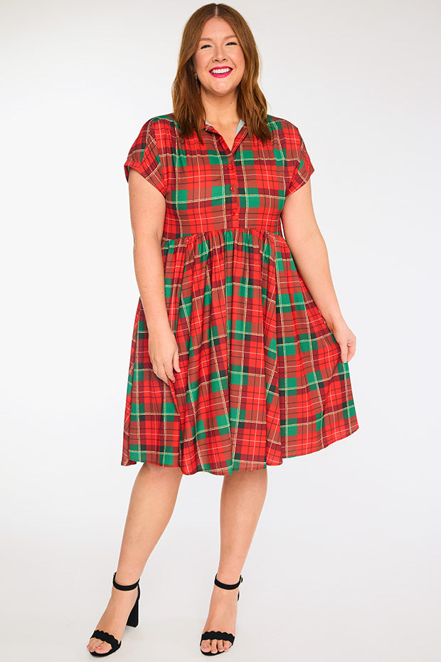 Frankie Tartan Christmas Dress โ Tartan Christmas shirt dress