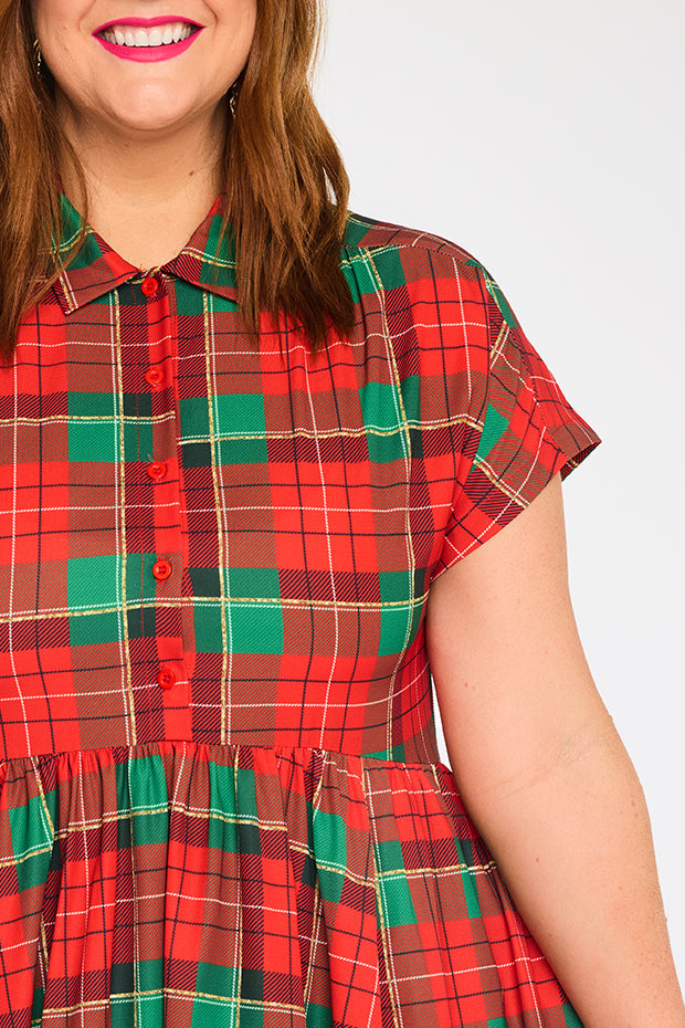 Frankie Tartan Christmas Dress โ Tartan Christmas shirt dress