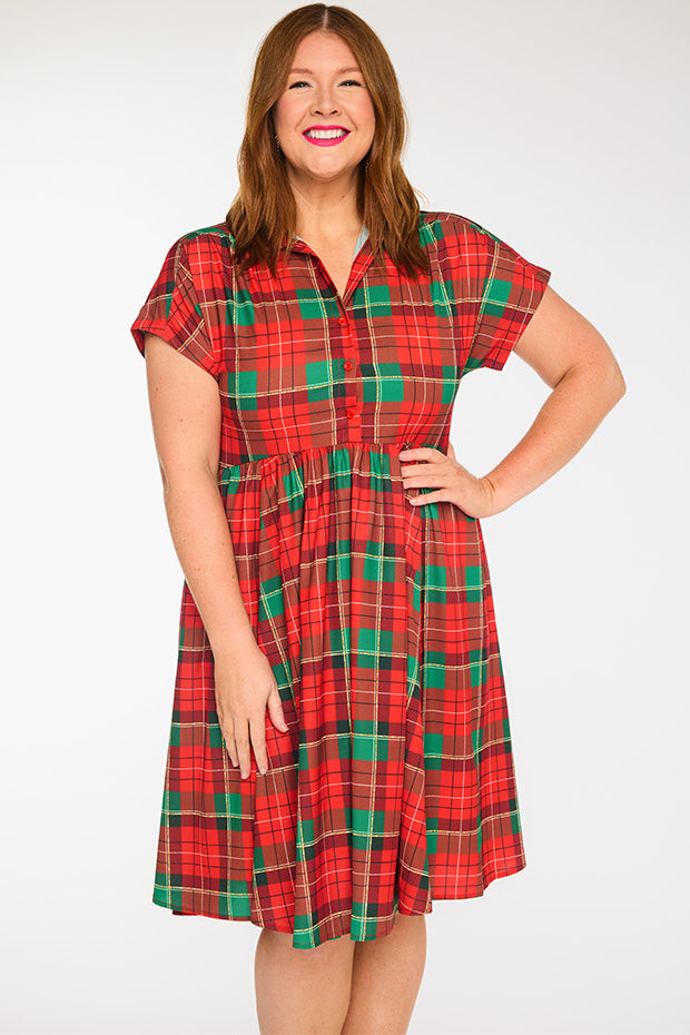 Frankie Tartan Christmas Dress โ Tartan Christmas shirt dress