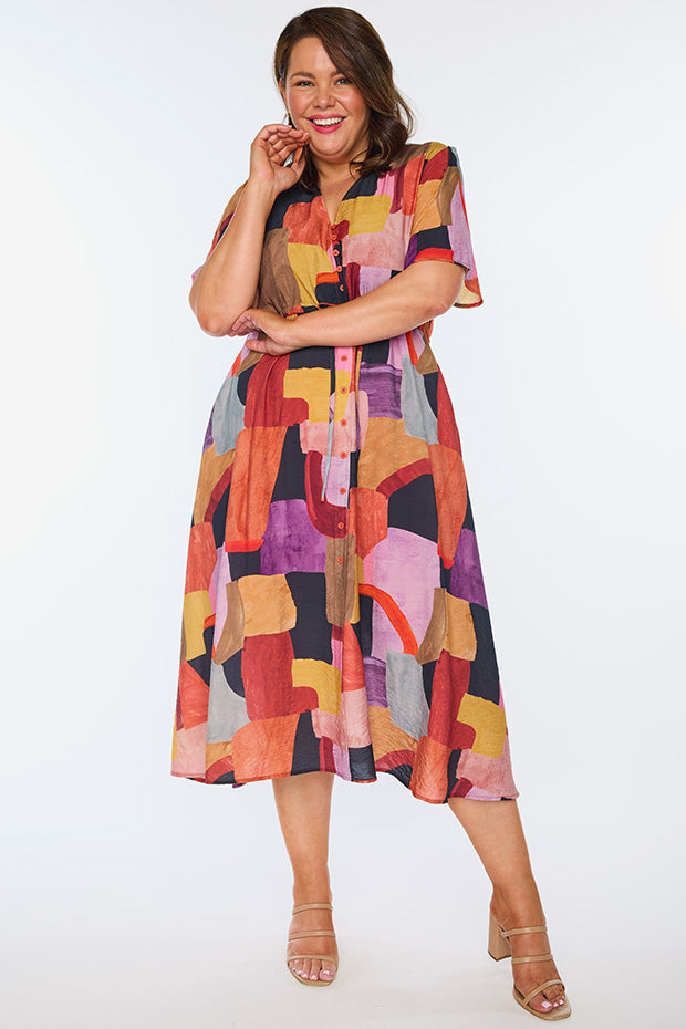 Mary Geo Sunset Dress – Geo Sunset midi dress