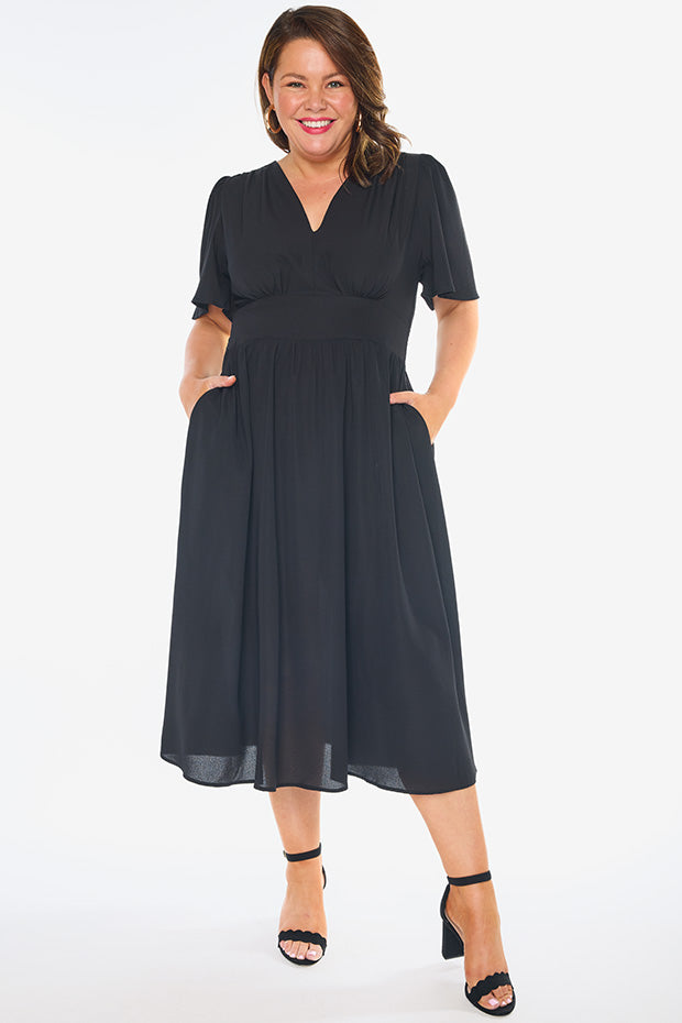 Imogen Black Dress – Black midi dress