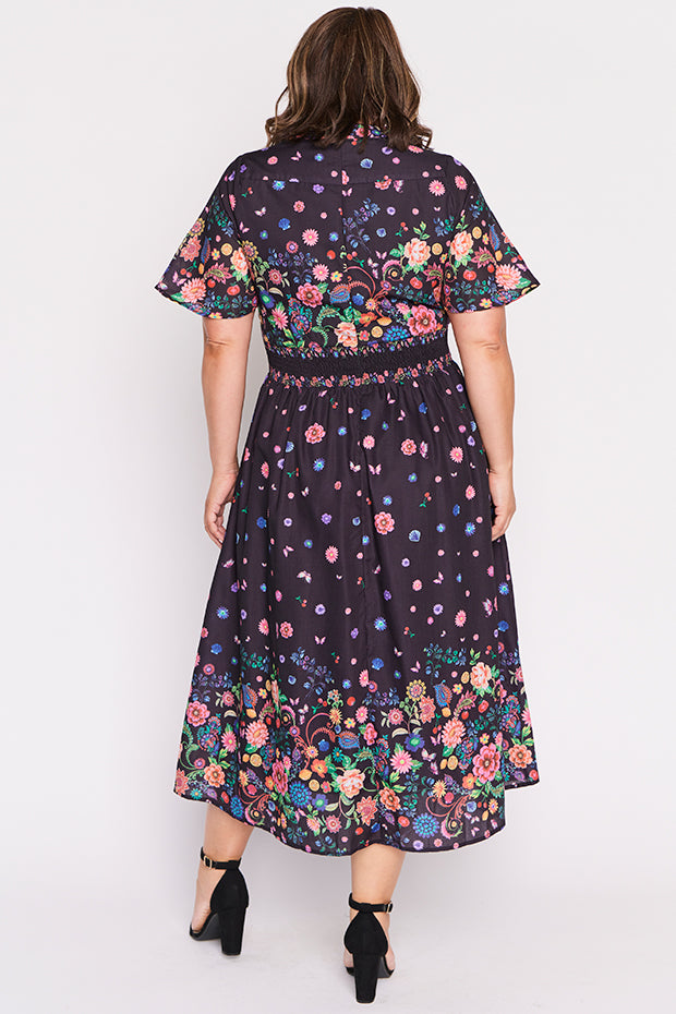 Stephanie Black Magic Garden Dress – Black Magic Garden midi dress