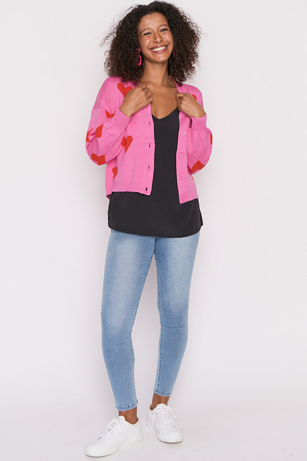 Queen of Hearts Pink & Red Cardi – Pink & Red cardigan