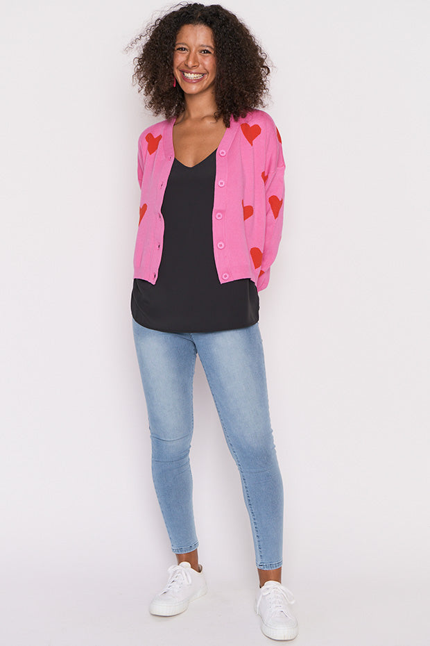 Queen of Hearts Pink & Red Cardi – Pink & Red cardigan