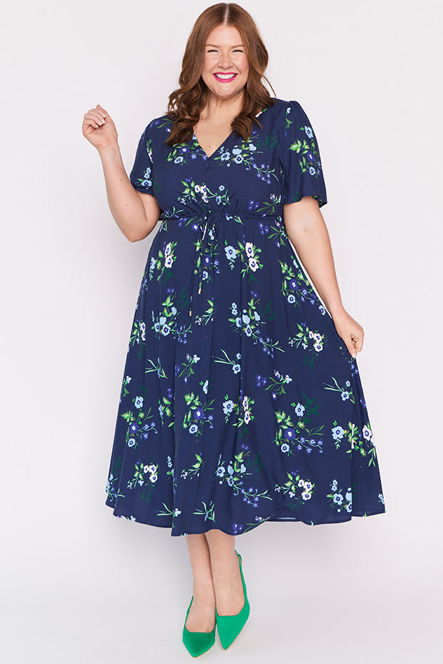 Michelle Blue Blossom Dress – Blue Blossom midi dress