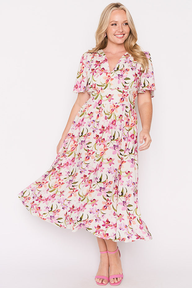 Eloise Soft Orchids Dress – Soft Orchids midi dress