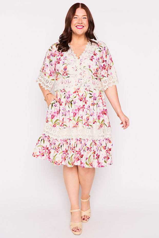 Niki Soft Orchids Dress – Soft Orchids knee length dress