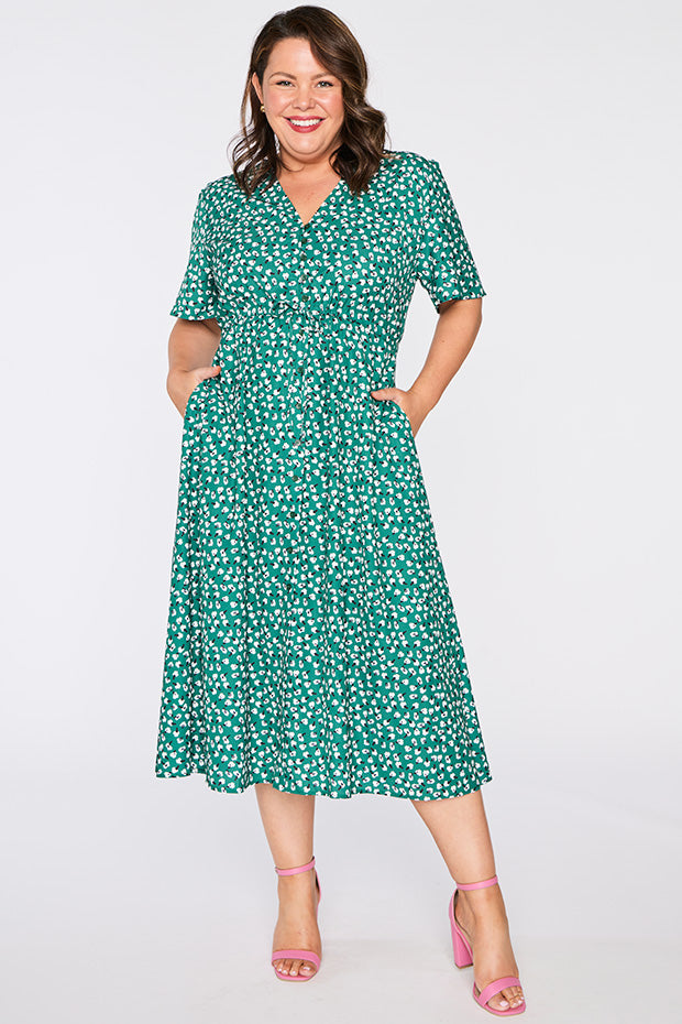 Marley Green Floral Dress – Green Floral midi dress