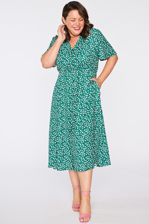 Marley Green Floral Dress – Green Floral midi dress