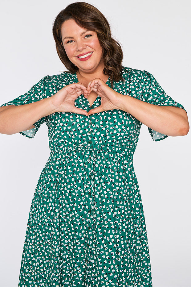 Marley Green Floral Dress – Green Floral midi dress