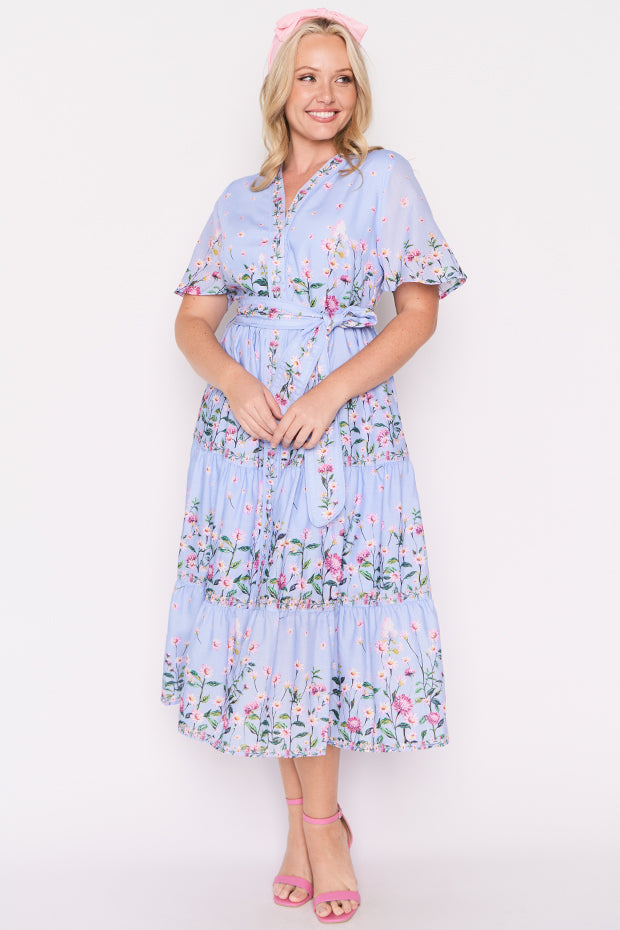 Amira Sky Dancing Clover Dress ā Sky Dancing Clover midi dress