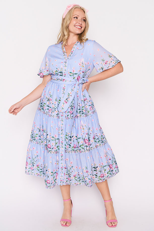Amira Sky Dancing Clover Dress ā Sky Dancing Clover midi dress
