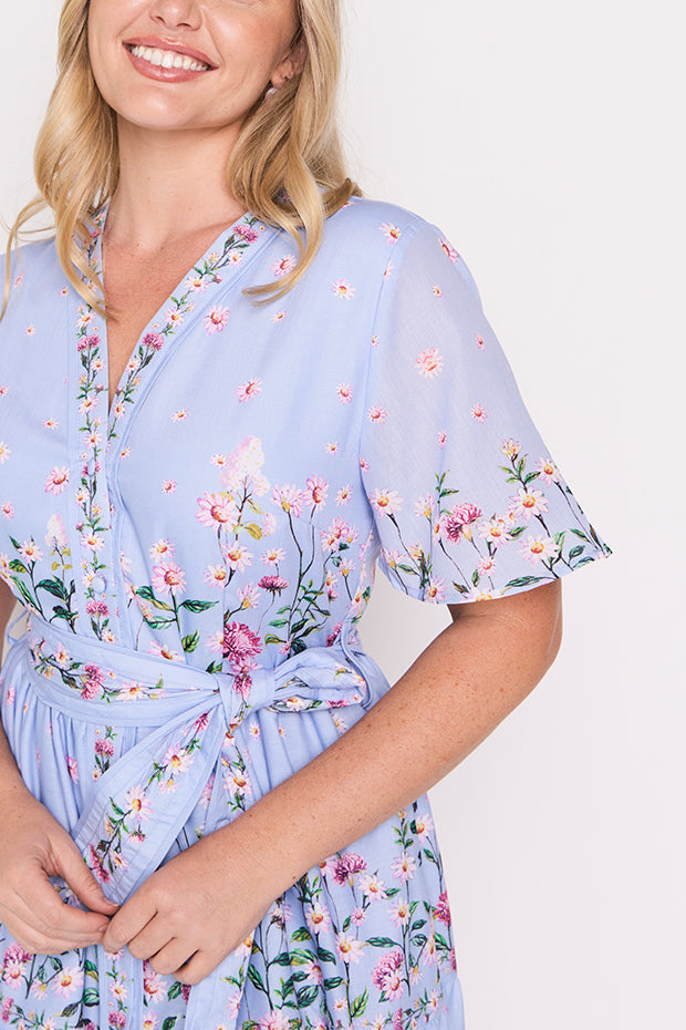 Amira Sky Dancing Clover Dress ā Sky Dancing Clover midi dress