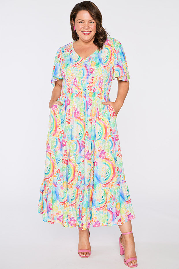 Lynette Rainbow Garden Dress – Rainbow Garden maxi dress