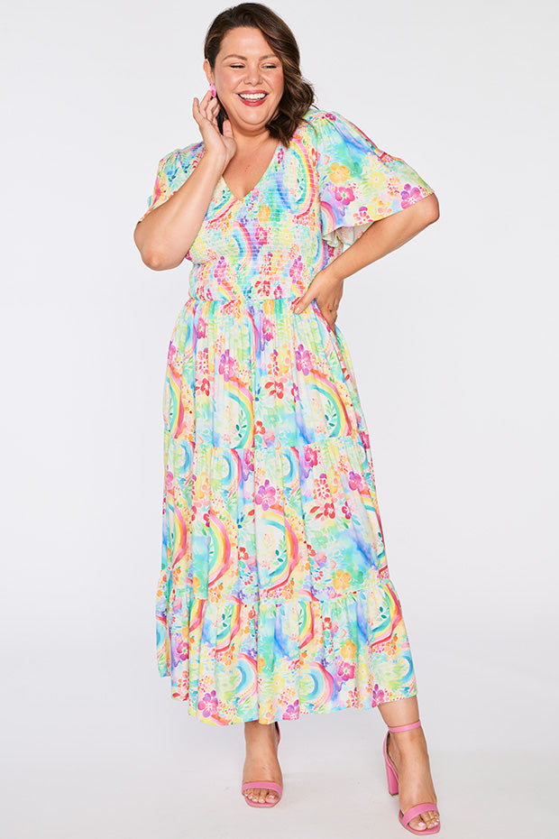 Lynette Rainbow Garden Dress – Rainbow Garden maxi dress