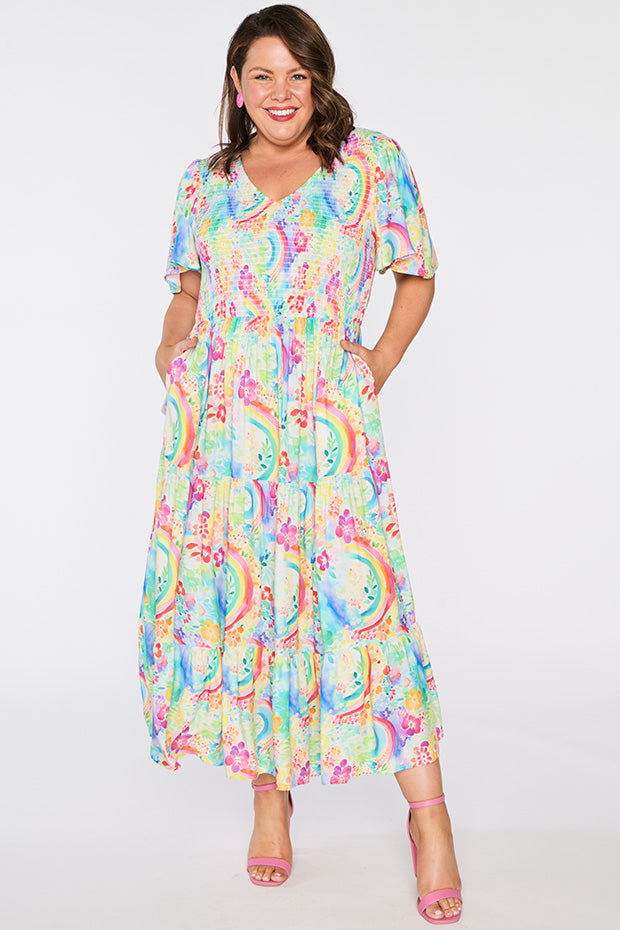 Lynette Rainbow Garden Dress – Rainbow Garden maxi dress