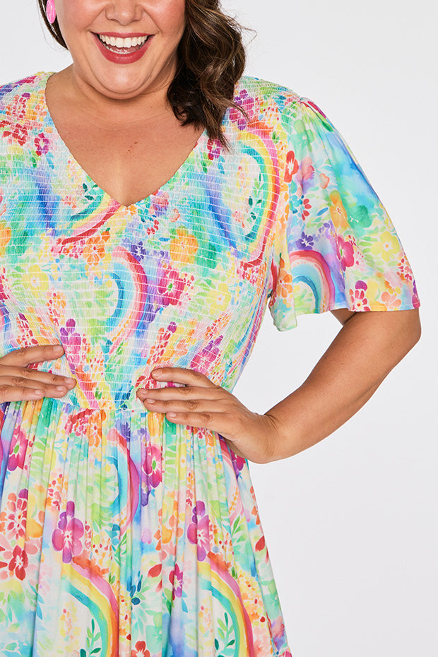 Lynette Rainbow Garden Dress – Rainbow Garden maxi dress