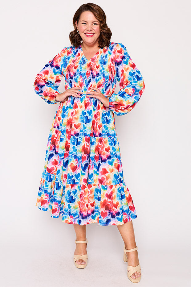 Stevie Bright Hearts Dress – Bright Hearts midi dress