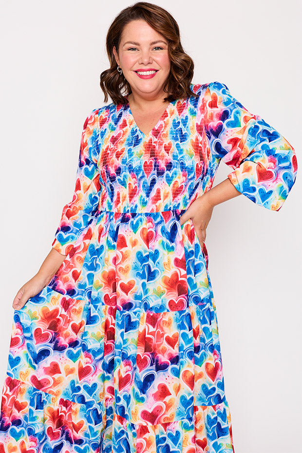 Stevie Bright Hearts Dress – Bright Hearts midi dress