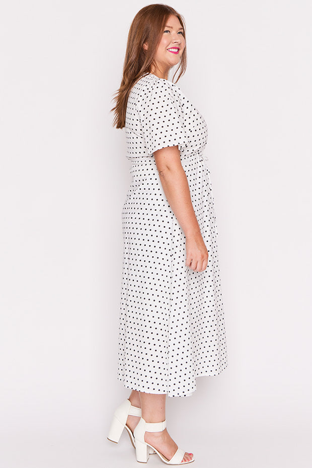 Marley Cotton White Spot Dress – White Spot midi dress